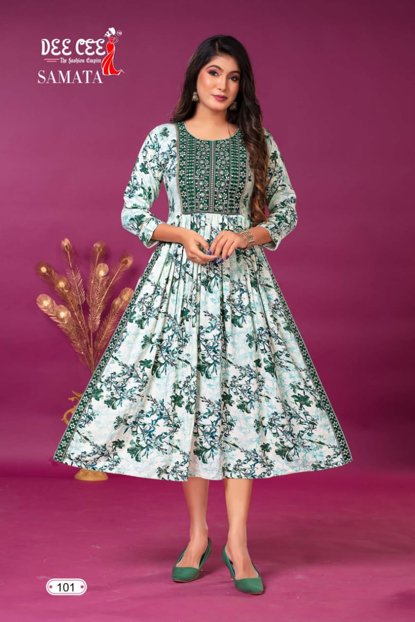 Dee Cee Samata Rayon Printed Kurtis Catalog
